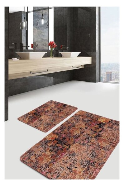 Кафяви кадифени килими за баня в комплект от 2 бр. 60x100 cm – Mila Home
