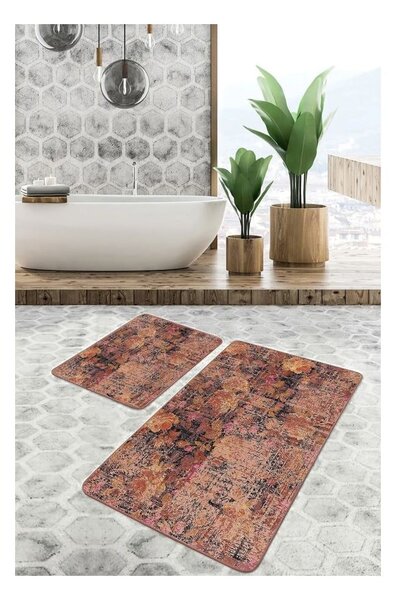 Кафяви кадифени килими за баня в комплект от 2 бр. 60x100 cm – Mila Home