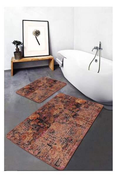 Кафяви кадифени килими за баня в комплект от 2 бр. 60x100 cm – Mila Home