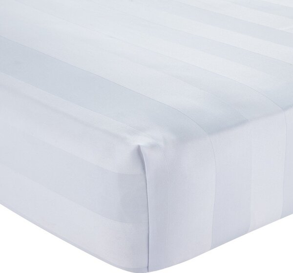 Бял еластичен сатенен чаршаф 150x200 cm So Soft Satin Stripe – Catherine Lansfield