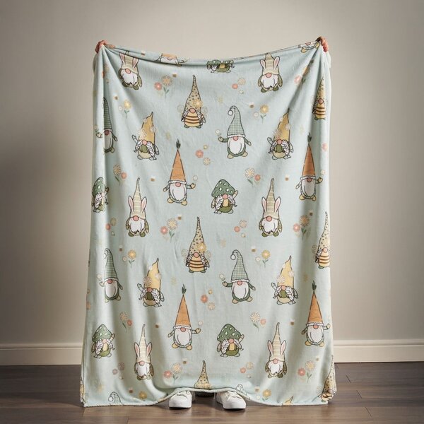 Светлозелено одеяло с великденски мотив от микроплюш 130x170 cm Spring Gonks – Catherine Lansfield
