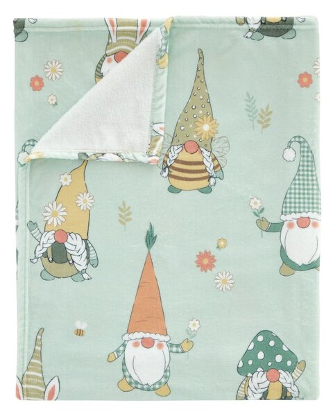 Светлозелено одеяло с великденски мотив от микроплюш 130x170 cm Spring Gonks – Catherine Lansfield