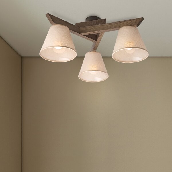 Brilagi - LED прикрепен полилей ANTHONY 3xE14/40W/230V дъб орех/бежов