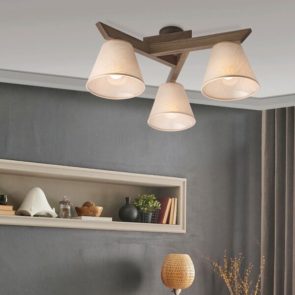 Brilagi - LED прикрепен полилей ANTHONY 3xE14/40W/230V дъб орех/бежов