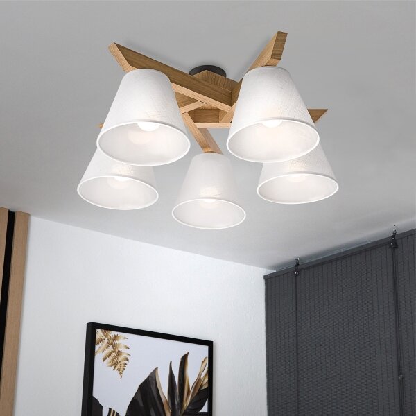 Brilagi - LED Полилей за повърхностен монтаж ANTHONY 5xE14/40W/230V дъб/бял