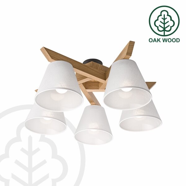 Brilagi - LED Полилей за повърхностен монтаж ANTHONY 5xE14/40W/230V дъб/бял