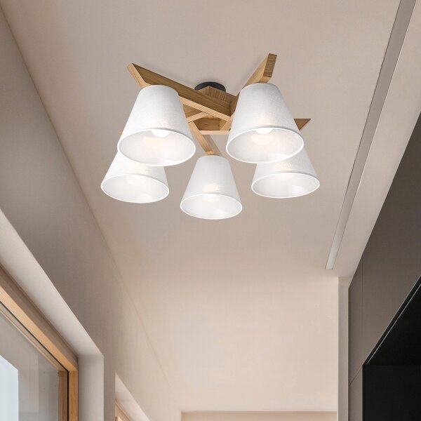 Brilagi - LED Полилей за повърхностен монтаж ANTHONY 5xE14/40W/230V дъб/бял