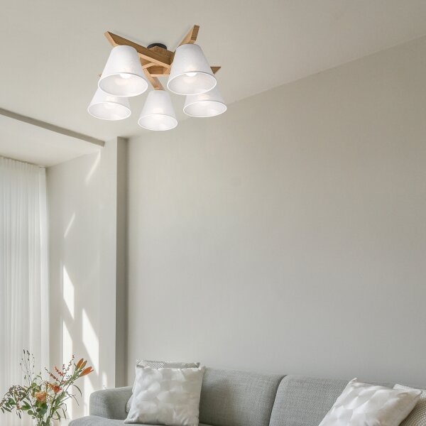 Brilagi - LED Полилей за повърхностен монтаж ANTHONY 5xE14/40W/230V дъб/бял