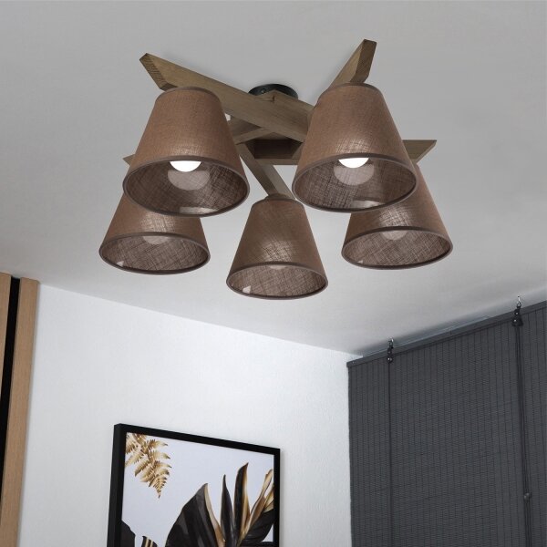 Brilagi - LED плафониера ANTHONY 5xE14/40W/230V дъб орех/кафяво