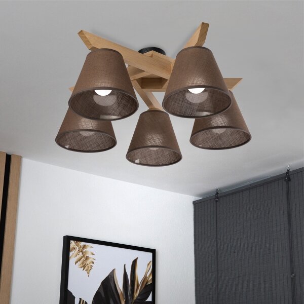 Brilagi - LED Полилей за повърхностен монтаж ANTHONY 5xE14/40W/230V дъб/кафяв