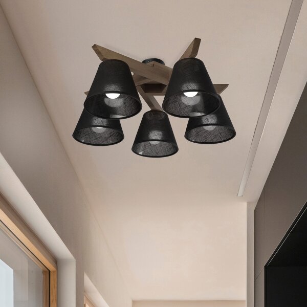 Brilagi - LED плафониера ANTHONY 5xE14/40W/230V дъб/черна