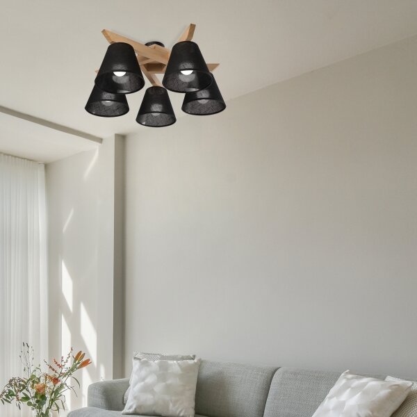 Brilagi - LED Полилей за повърхностен монтаж ANTHONY 5xE14/40W/230V дъб/черен