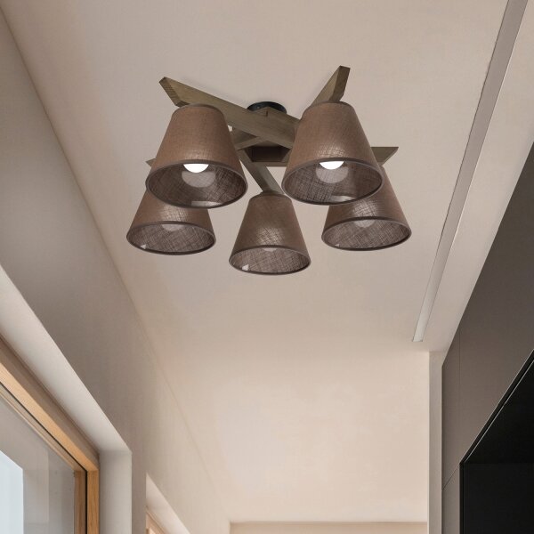 Brilagi - LED плафониера ANTHONY 5xE14/40W/230V дъб орех/кафяво