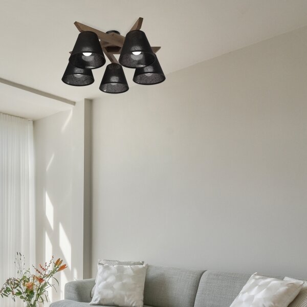 Brilagi - LED плафониера ANTHONY 5xE14/40W/230V дъб/черна