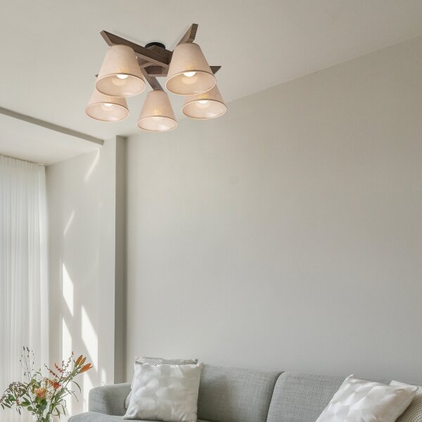 Brilagi - LED плафониера ANTHONY 5xE14/40W/230V дъб орех/бежова