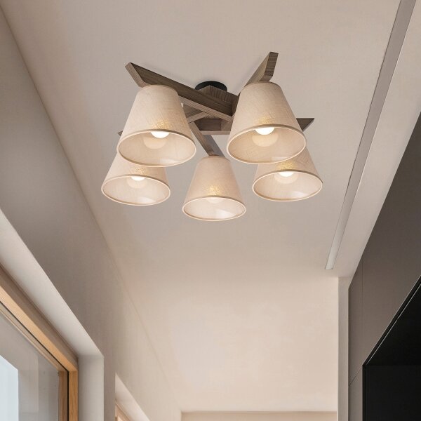 Brilagi - LED плафониера ANTHONY 5xE14/40W/230V дъб орех/бежова