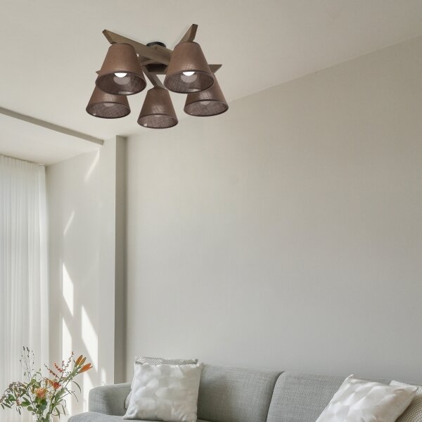 Brilagi - LED плафониера ANTHONY 5xE14/40W/230V дъб орех/кафяво