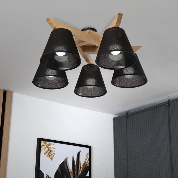 Brilagi - LED Полилей за повърхностен монтаж ANTHONY 5xE14/40W/230V дъб/черен