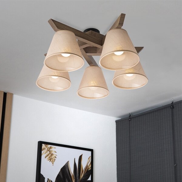Brilagi - LED плафониера ANTHONY 5xE14/40W/230V дъб орех/бежова