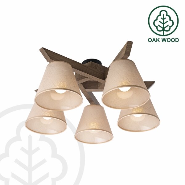 Brilagi - LED плафониера ANTHONY 5xE14/40W/230V дъб орех/бежова