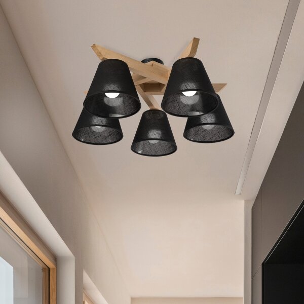 Brilagi - LED Полилей за повърхностен монтаж ANTHONY 5xE14/40W/230V дъб/черен