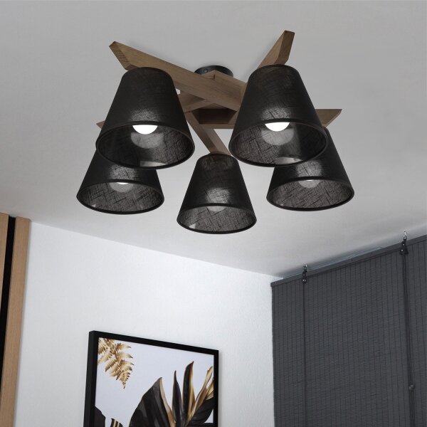 Brilagi - LED плафониера ANTHONY 5xE14/40W/230V дъб/черна