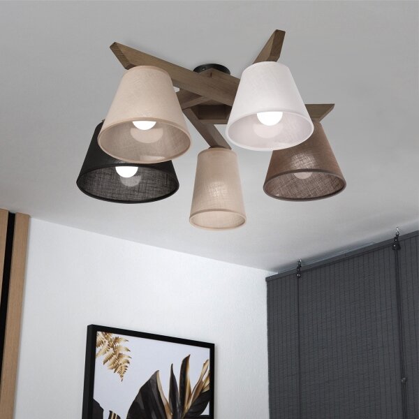 Brilagi - LED полилей ANTHONY 5xE14/40W/230V дъб орех