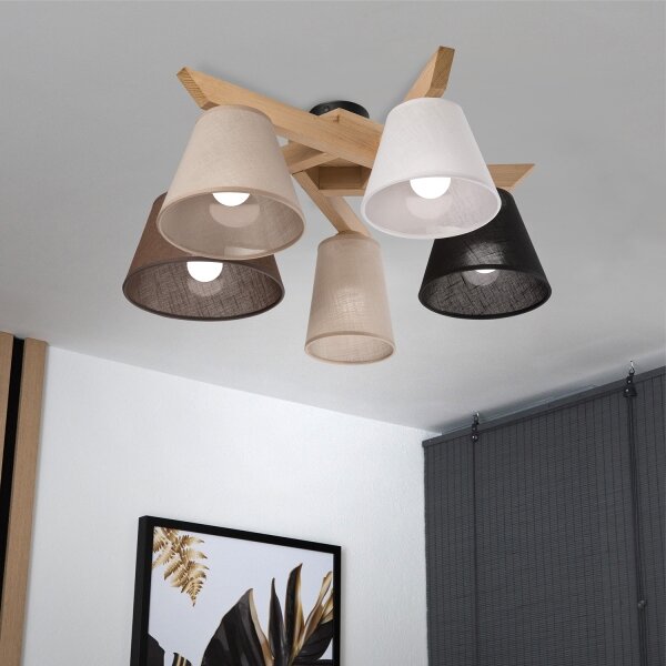 Brilagi - LED Полилей за повърхностен монтаж ANTHONY 5xE14/40W/230V дъб