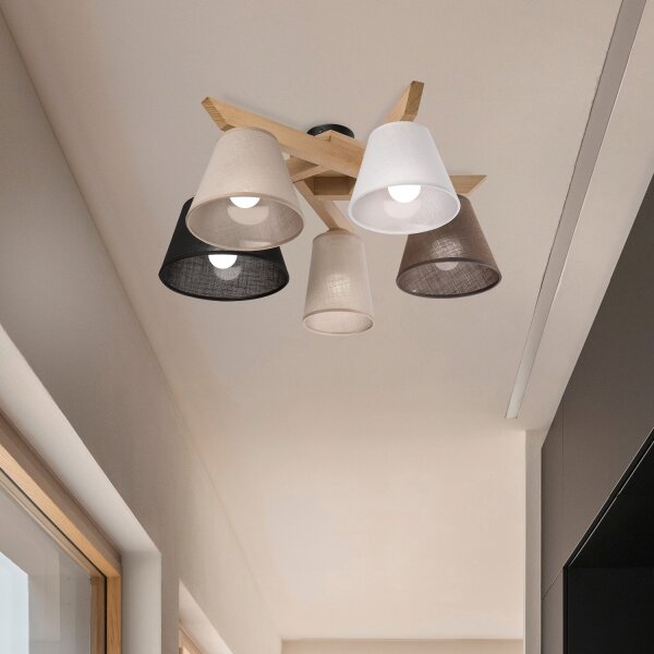 Brilagi - LED Полилей за повърхностен монтаж ANTHONY 5xE14/40W/230V дъб