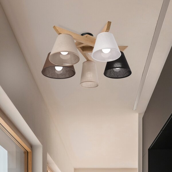 Brilagi - LED Полилей за повърхностен монтаж ANTHONY 5xE14/40W/230V дъб
