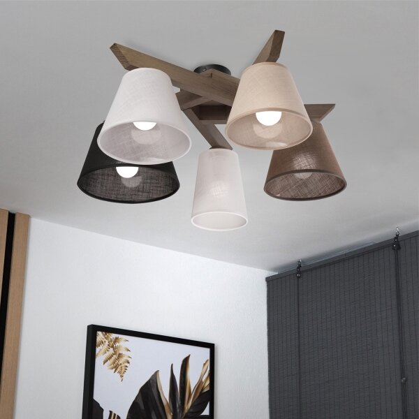 Brilagi - LED полилей ANTHONY 5xE14/40W/230V дъб орех