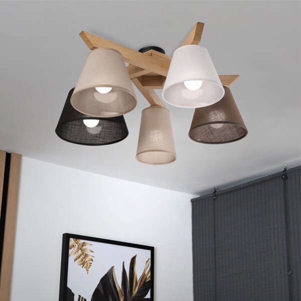 Brilagi - LED Полилей за повърхностен монтаж ANTHONY 5xE14/40W/230V дъб