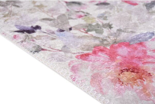 Килим подходящ за пране в розово и цвят слонова кост 80x150 cm Pink Garden – Vitaus