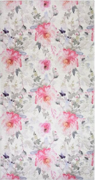 Килим подходящ за пране в розово и цвят слонова кост 80x150 cm Pink Garden – Vitaus
