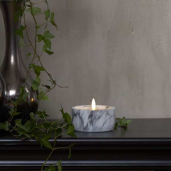 LED свещ от сив и бял бетон, височина 7,5 см Flamme Marble - Star Trading