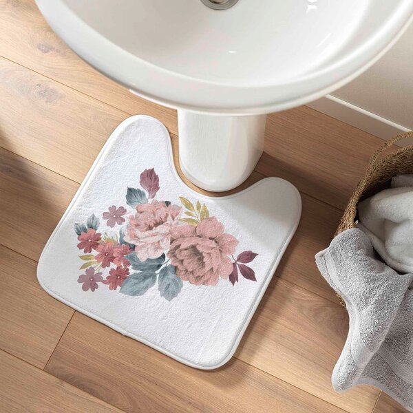 Бяло-розов килим за баня WC 45x45 cm Jayana – douceur d'intérieur