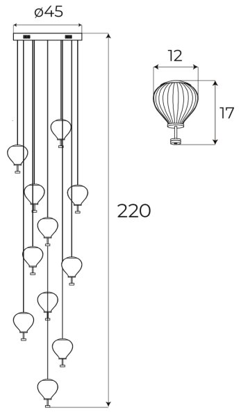 MAXLIGHT P0526D - LED Димируем пендел PALLONCINI 11xLED/6W/230V