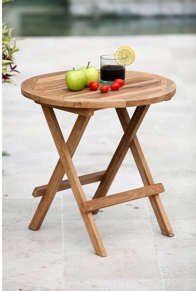 Кръгла градинска маса за съхранение от масивно тиково дърво ø 50 cm Mitan – Garden Pleasure