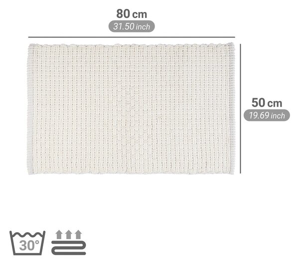 Бял текстилен килим за баня 50x80 cm Ecoli – Wenko