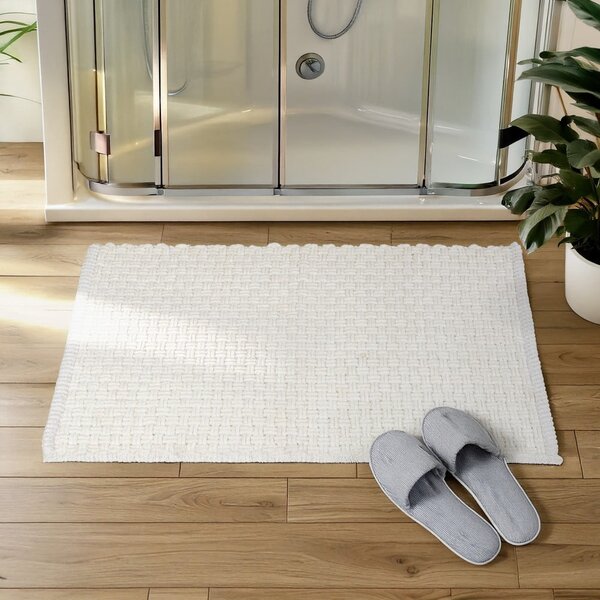 Бял текстилен килим за баня 50x80 cm Ecoli – Wenko
