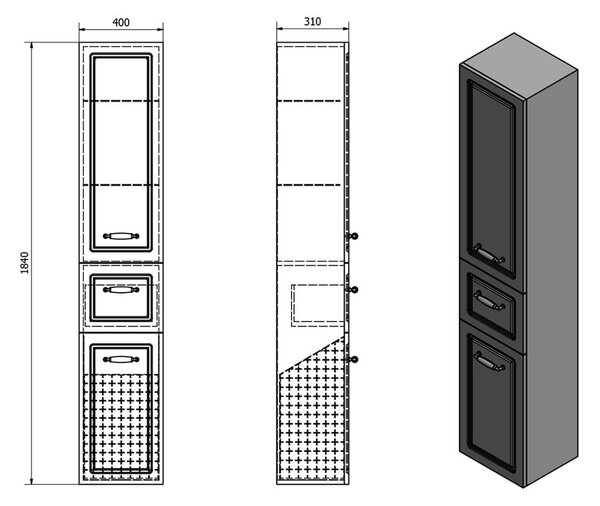 Бял шкаф за баня 40x184 cm Favolo – Sapho