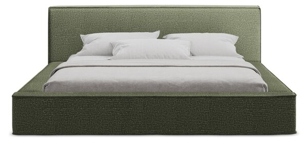Зелено тапицирано двойно легло с място за съхранение и решетка 160x200 cm Noho - Makamii