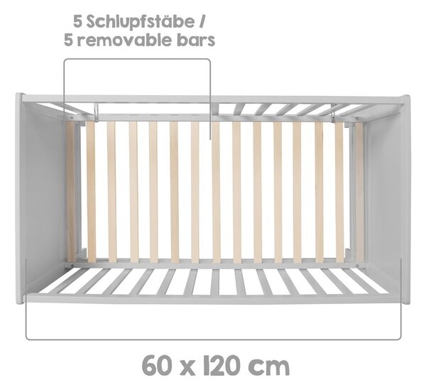 Сиво детско креватче 60x120 cm Hamburg – Roba
