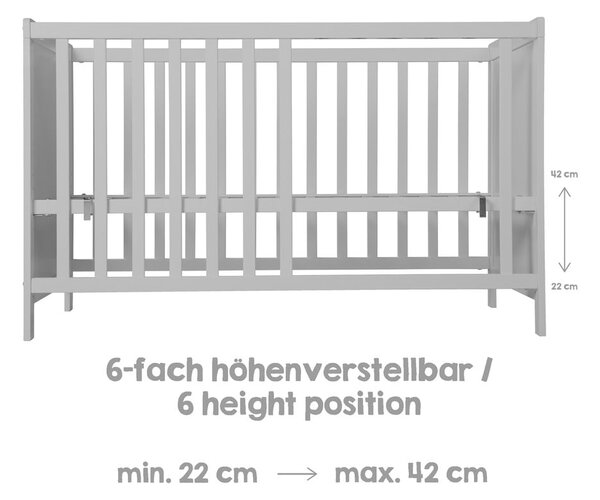 Сиво детско креватче 60x120 cm Hamburg – Roba