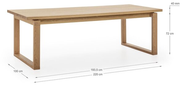 Трапезна маса с дъбов плот 100x220 cm Rina – Marckeric