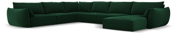 Тъмнозелен кадифен ъглов диван (ляв ъгъл/U форма) Vanda – Mazzini Sofas