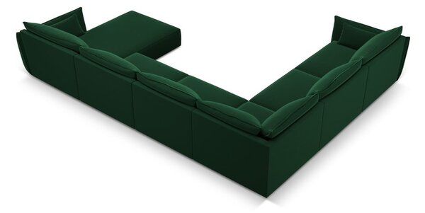 Тъмнозелен кадифен ъглов диван (ляв ъгъл/U форма) Vanda – Mazzini Sofas