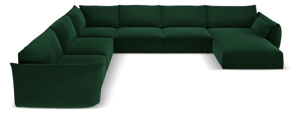 Тъмнозелен кадифен ъглов диван (ляв ъгъл/U форма) Vanda – Mazzini Sofas