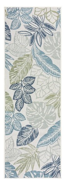 Зелено-син килим за открито и закрито 80x230 cm Bella Leaf – Flair Rugs