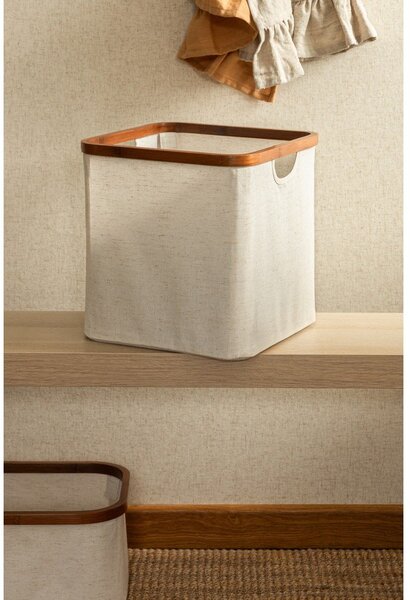 Кремава текстилна кутия за съхранение 30x30x30 cm Bamboo/Linen Cube – Bigso